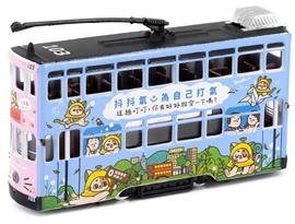 [Online Shop Only]Tiny City 52 Die-cast Model Car - Hong Kong Tram (6th-generation) Ding Ding Cat Light Blue/Pink