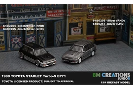 BMC 1/64 Toyota Starlet Turbo S 1998 EP71 - Silver (Right Hand Drive)