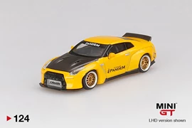 MINI GT 1/64 Pandem Nissan GT-R R35 Duck Tail Metallic Yellow w/ Carbon RHD