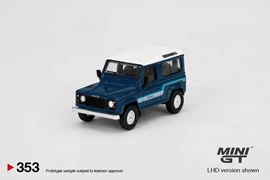 MINI GT 1/64 Land Rover Defender 90 County Wagon Stratos Blue - RHD