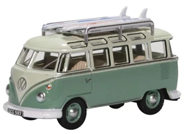 Oxford 1/76 Commercials series VW T1 Samba Bus/Surfboards Turquoise/Blue White