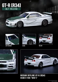 INNO 1/64 Die-cast NISSAN SKYLINE GT-R (R34) NISMO R-TUNE "MINES" With Green Carbon