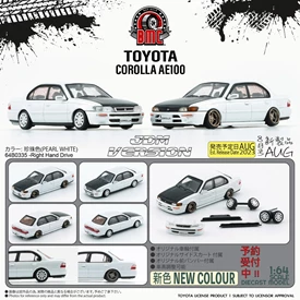 BMC 1/64 Toyota Corolla 1996 AE100 - Pearl White w Carbon Bonnet / Yellow Lamp (RHD)