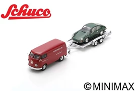 SCHUCO 1/43 VW T1 Boxvan "Porsche" w. trailer and Porsche 901