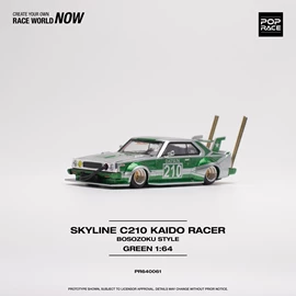 POPRACE 1/64 SKYLINE C210 KAIDO RACER (BOSOZOKU STYLE) - SILVER/GREEN