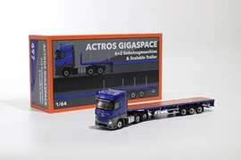 GCD 1:64 Mercedes‑Benz Actros Gigaspace 6x2 Sattelzugmaschine & Scalable Trailer - Blue (LHD)