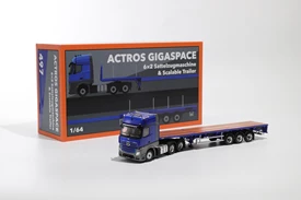 GCD 1:64 Mercedes‑Benz Actros Gigaspace 6x2 Sattelzugmaschine & Scalable Trailer - Blue (LHD)
