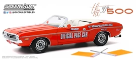 Greenlight 1/18 1971 Dodge Challenger Convertible 55th Indianapolis 500 Mile Race Dodge Official Pace Car (with Orange Flags included)
