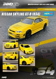 INNO64 1/64 NISSAN SKYLINE GT-R R34 Lighting Yellow Malaysia Diecast Expo 2022 Event Model