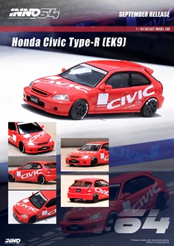 INNO64 1/64 HONDA CIVIC Type-R (EK9) Red With "CIVIC" Livery
