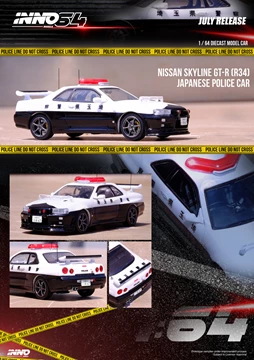 INNO64 1/64 NISSAN SKYLINE GT-R (R34) Japanese Police Car