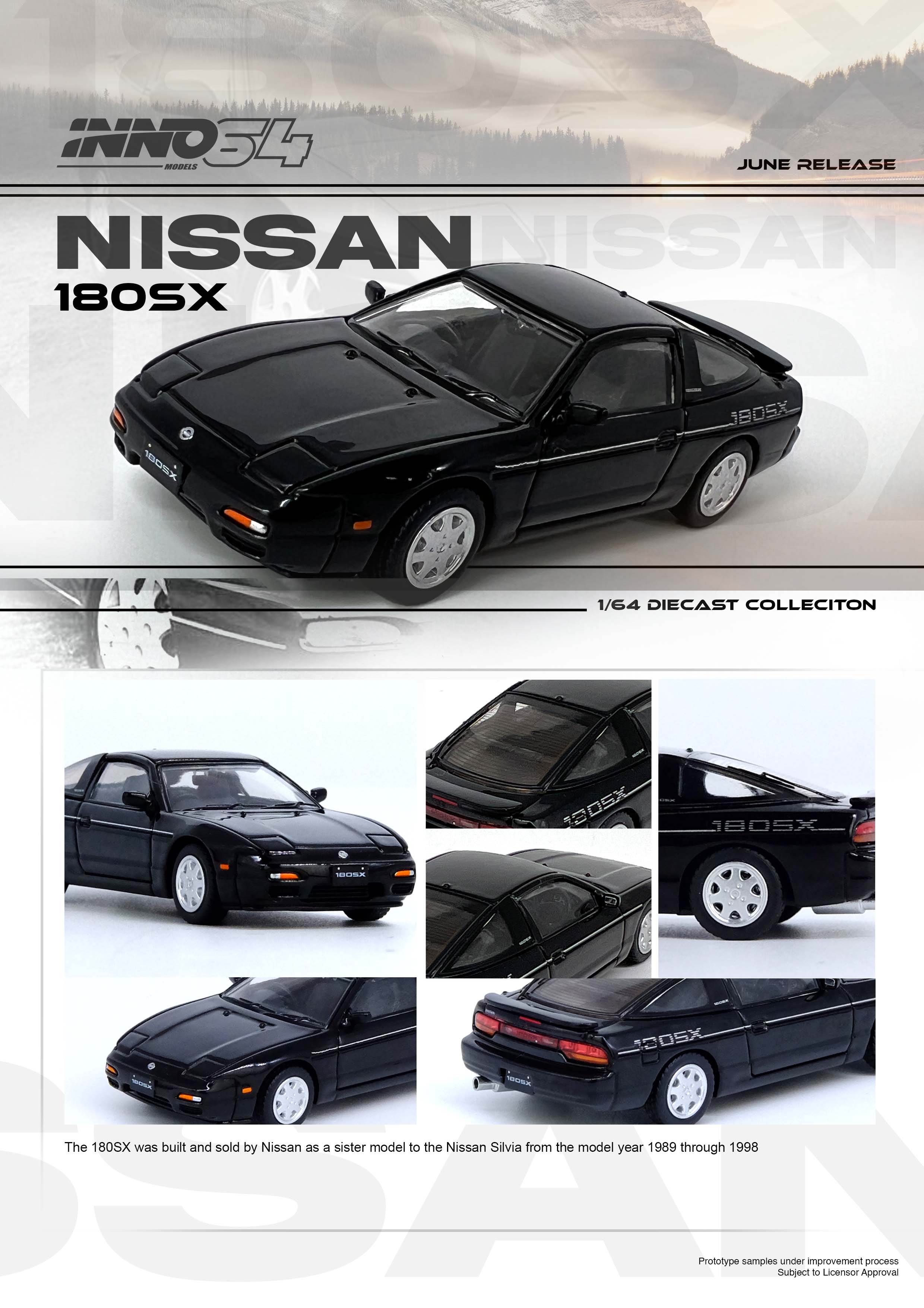 INNO 1/64 Die-Cast NISSAN 180SX Black - Tiny 微影 INNO 1/64 Die-Cast NISSAN 180SX Black - Tiny 微影