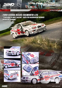 INNO64 1/64 Die-Cast FORD SIERRA RS500 COSWORTH #25 "TEAM WURTH RACING" DTM Nurburgring Winner 1988 - A. Hahne